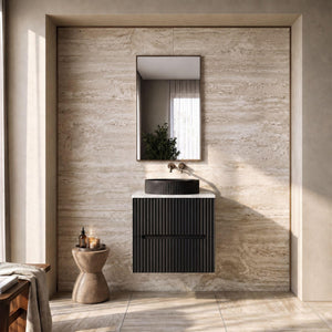 LUKKA CABARITA MODERN MATTE BLACK 600MM SINGLE BOWL WALL HUNG VANITY