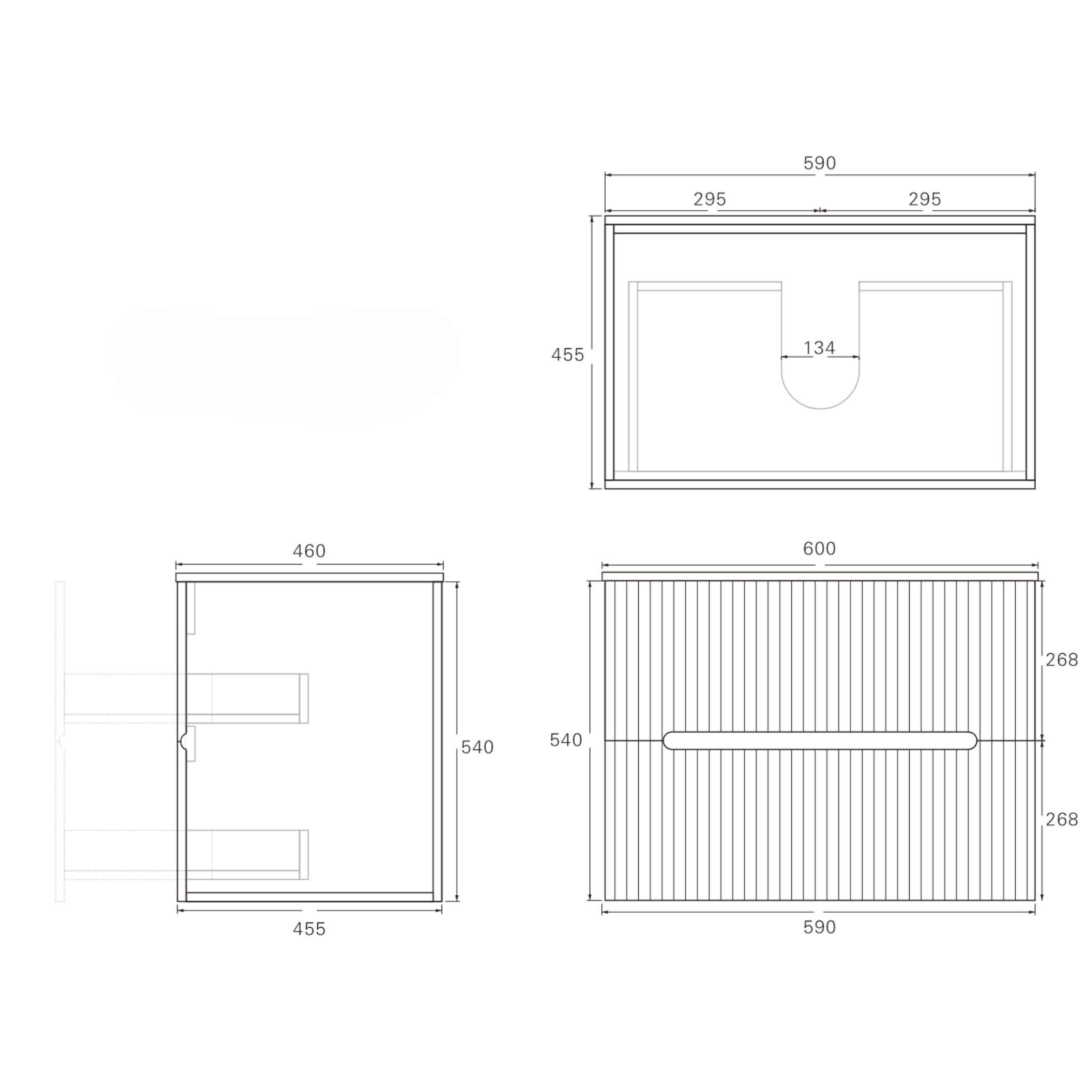 LUKKA CABARITA MATTE WHITE 600MM SINGLE BOWL WALL HUNG VANITY