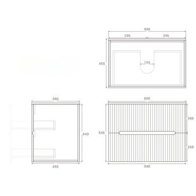 LUKKA CABARITA MODERN MATTE BLACK 600MM SINGLE BOWL WALL HUNG VANITY