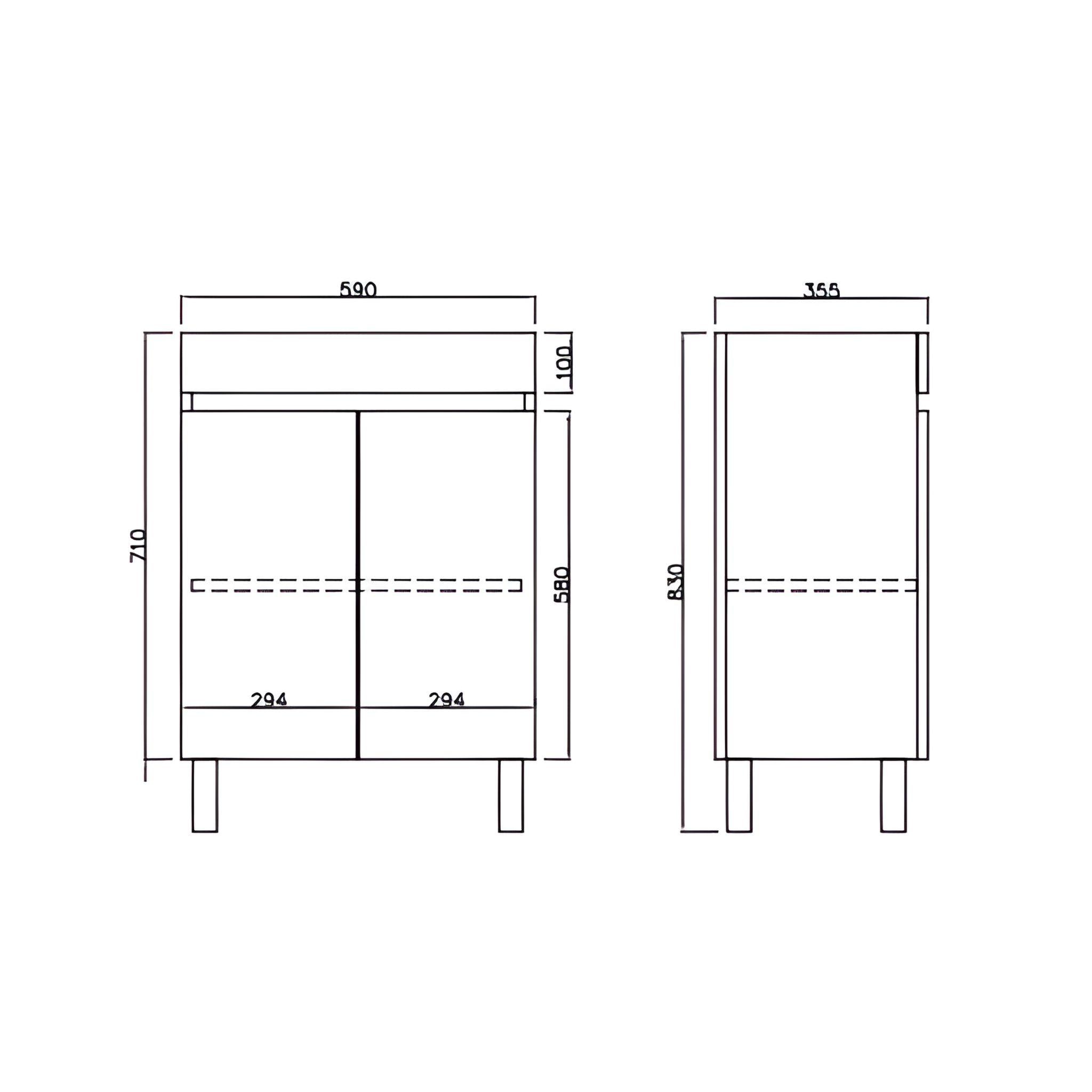 LUKKA CAMDEN ENSUITE COASTAL OAK 600MM SPACE SAVING SINGLE BOWL FLOOR STANDING VANITY