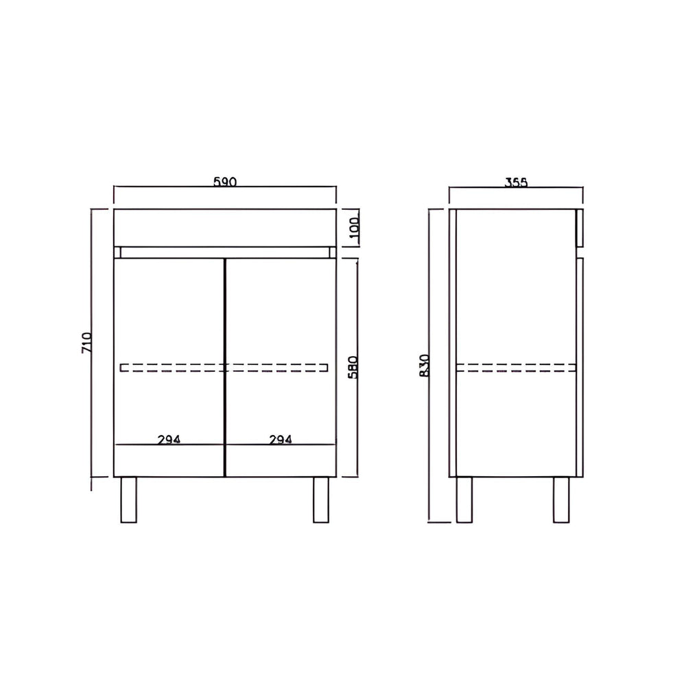 LUKKA CAMDEN ENSUITE PRIME OAK 600MM SPACE SAVING SINGLE BOWL FLOOR STANDING VANITY