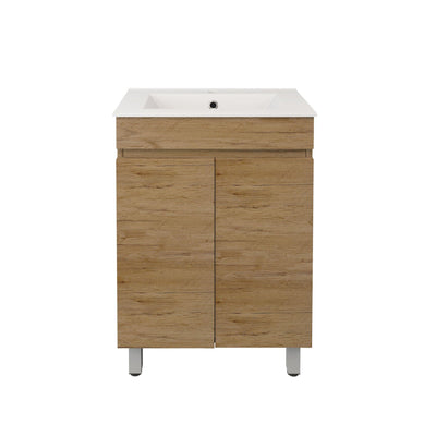 LUKKA CAMDEN ENSUITE PRIME OAK 600MM SPACE SAVING SINGLE BOWL FLOOR STANDING VANITY