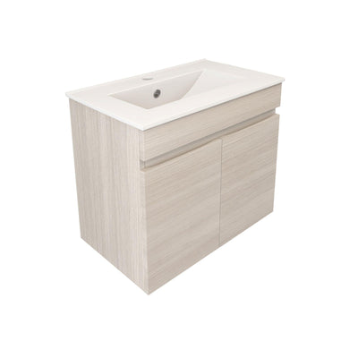 LUKKA CAMDEN ENSUITE COASTAL OAK 600MM SPACE SAVING SINGLE BOWL WALL HUNG VANITY