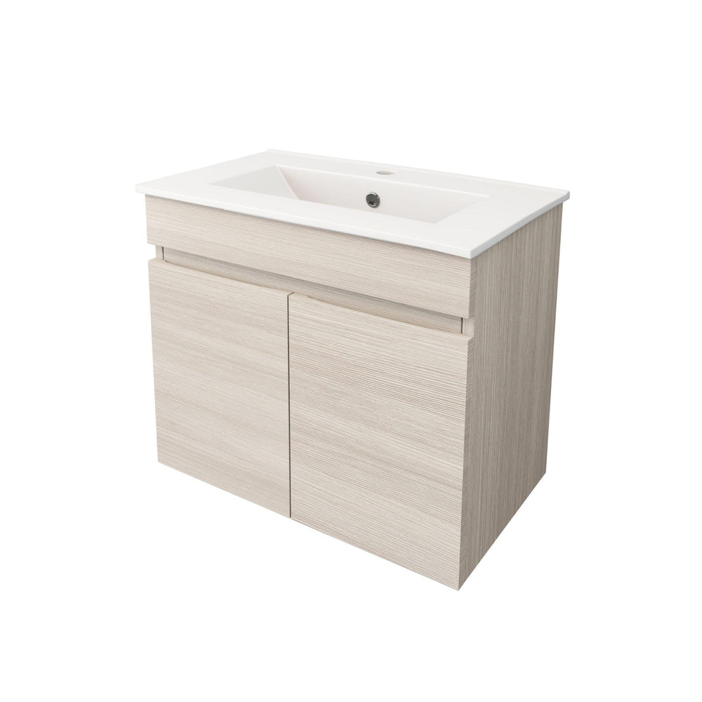 LUKKA CAMDEN ENSUITE COASTAL OAK 600MM SPACE SAVING SINGLE BOWL WALL HUNG VANITY