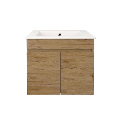 LUKKA CAMDEN ENSUITE PRIME OAK 600MM SPACE SAVING SINGLE BOWL WALL HUNG VANITY