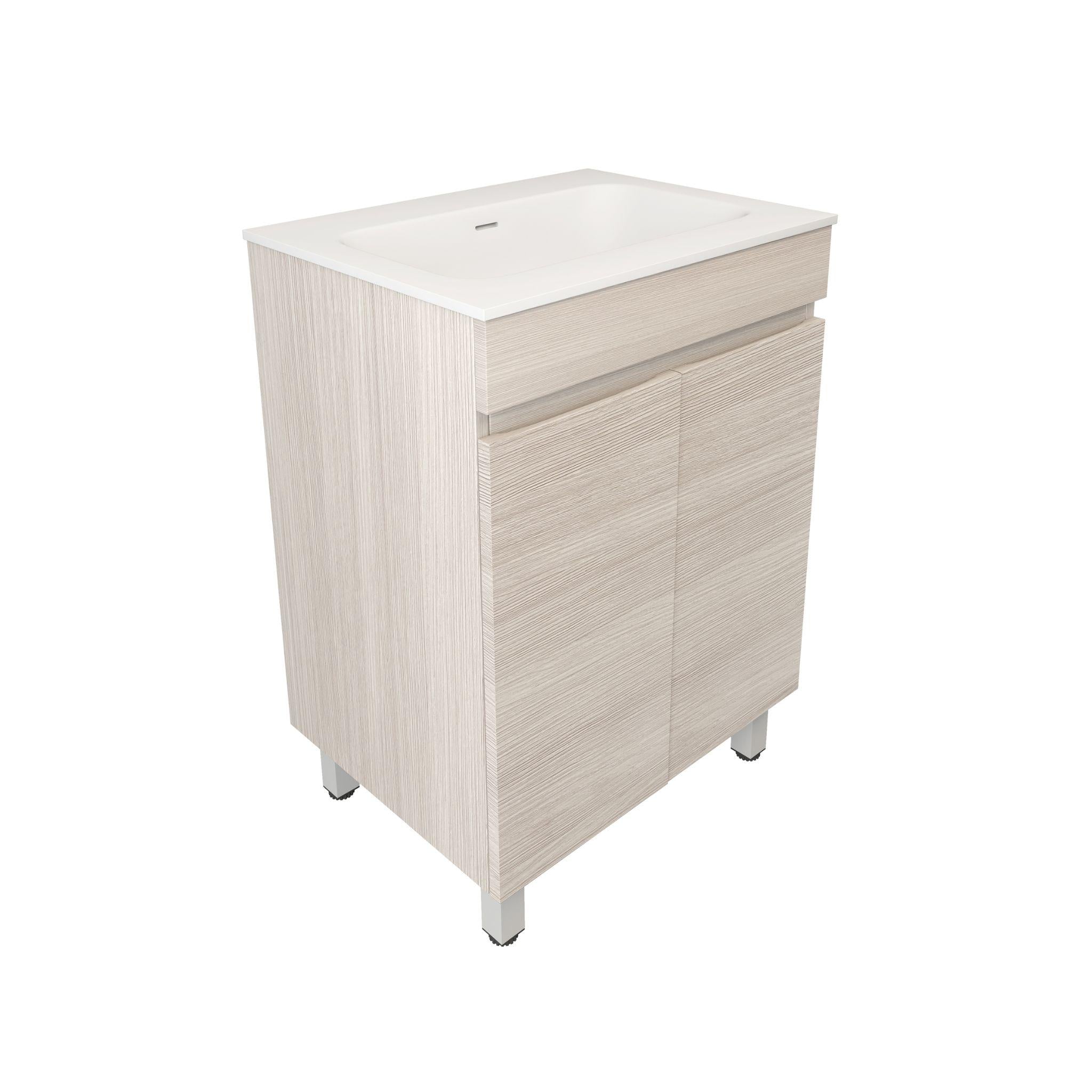 LUKKA CAMDEN MODERN COASTAL OAK 600MM SINGLE BOWL FLOOR STANDING VANITY