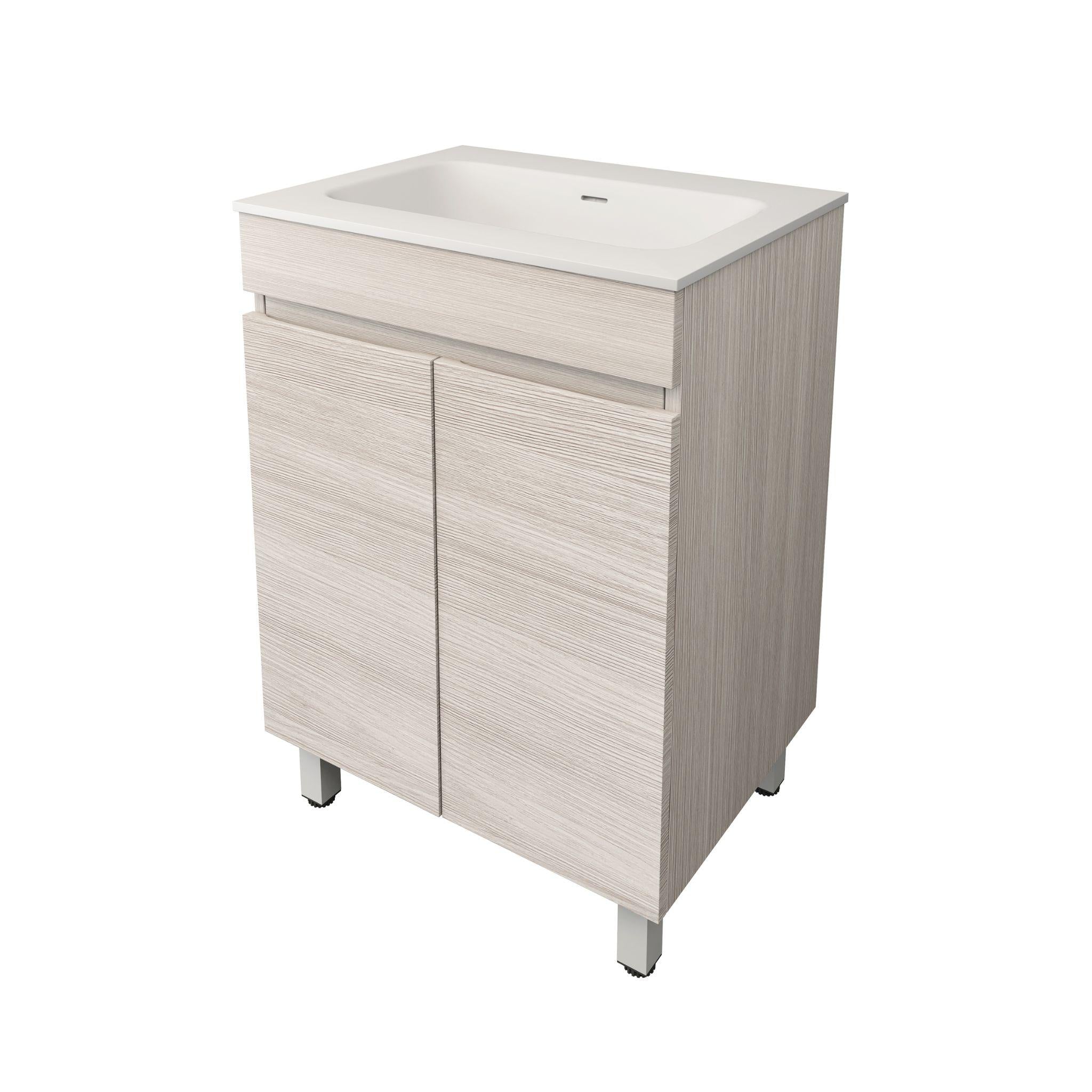 LUKKA CAMDEN MODERN COASTAL OAK 600MM SINGLE BOWL FLOOR STANDING VANITY