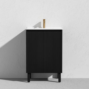 LUKKA CRETE MODERN MATTE BLACK 600MM SINGLE BOWL FLOOR STANDING VANITY