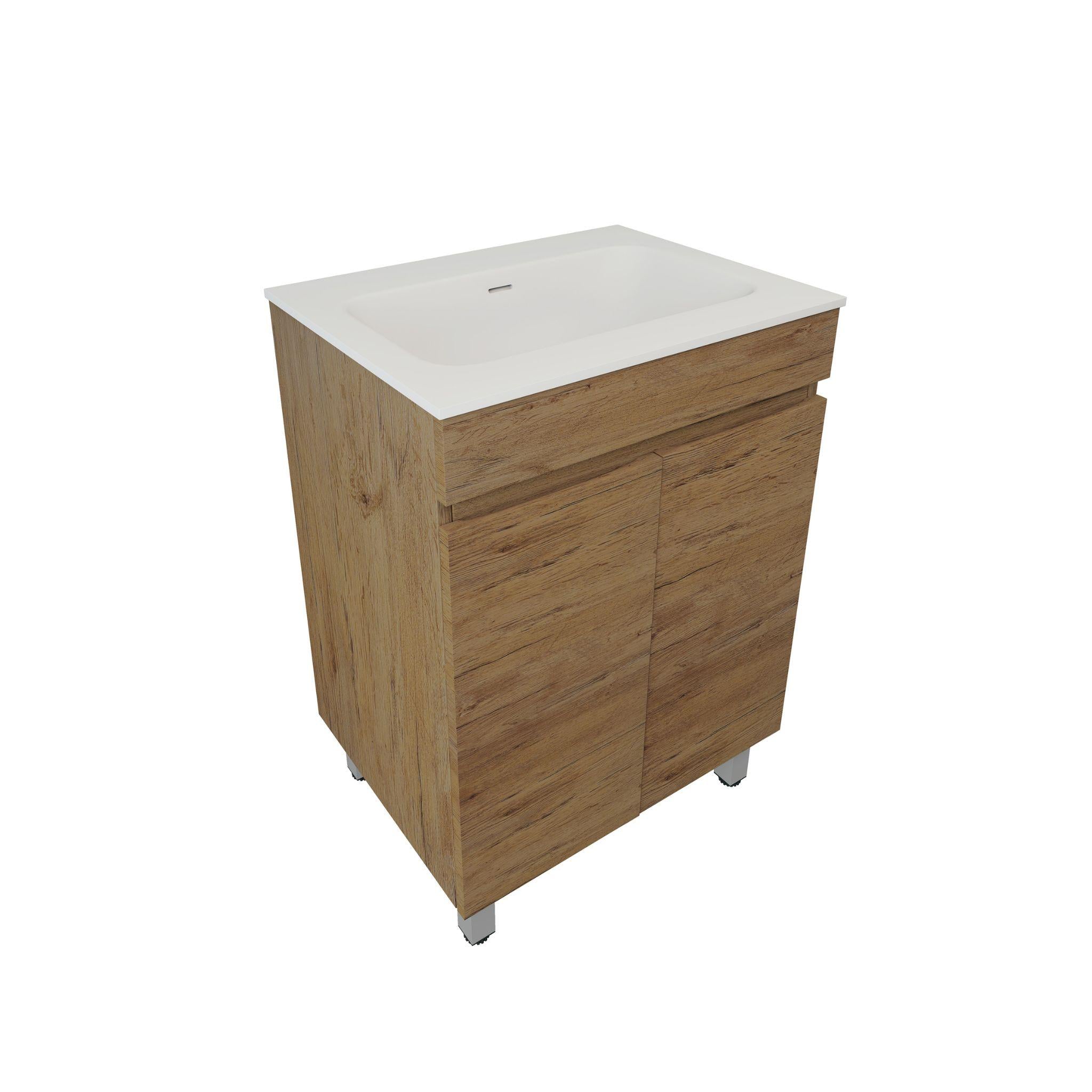 LUKKA CAMDEN MODERN PRIME OAK 600MM SINGLE BOWL FLOOR STANDING VANITY