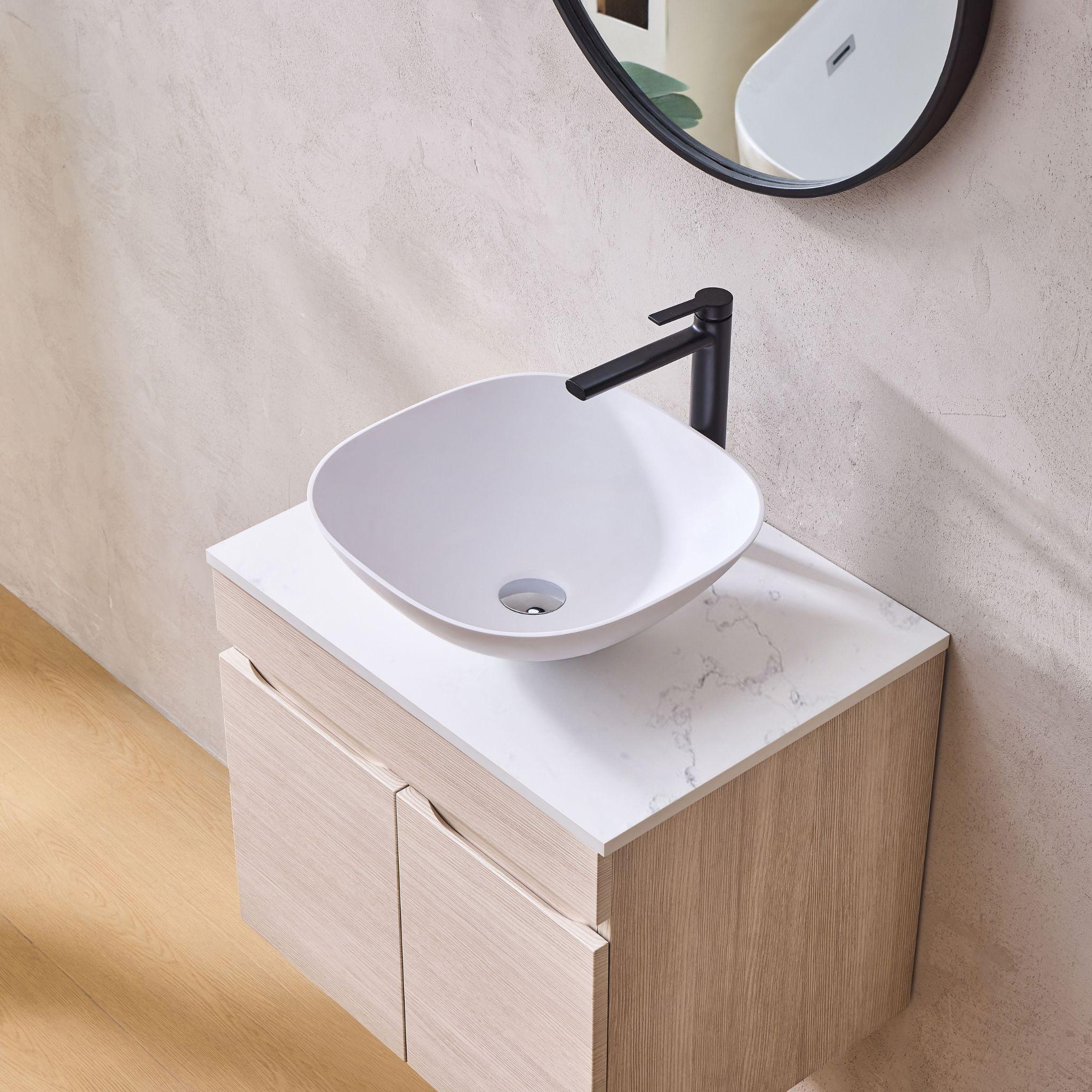 LUKKA CAMDEN MODERN COASTAL OAK 600MM SINGLE BOWL WALL HUNG VANITY