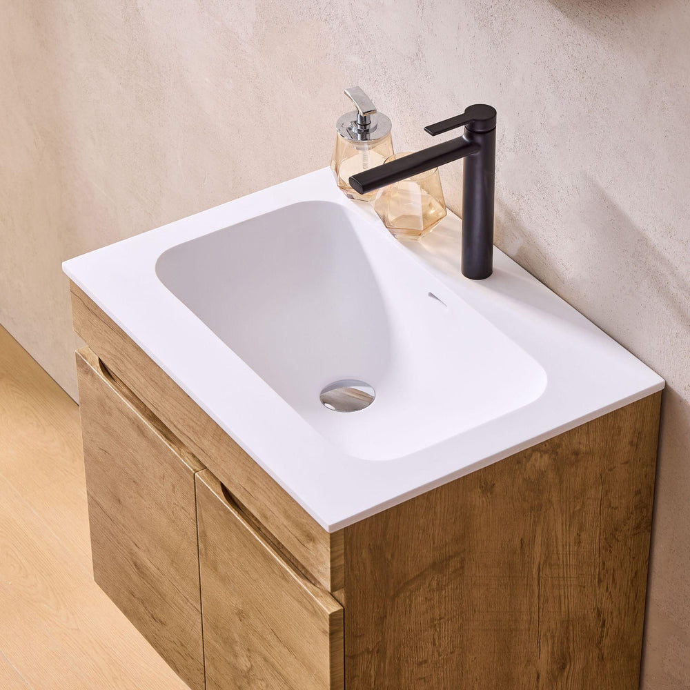LUKKA CAMDEN MODERN PRIME OAK 600MM SINGLE BOWL WALL HUNG VANITY