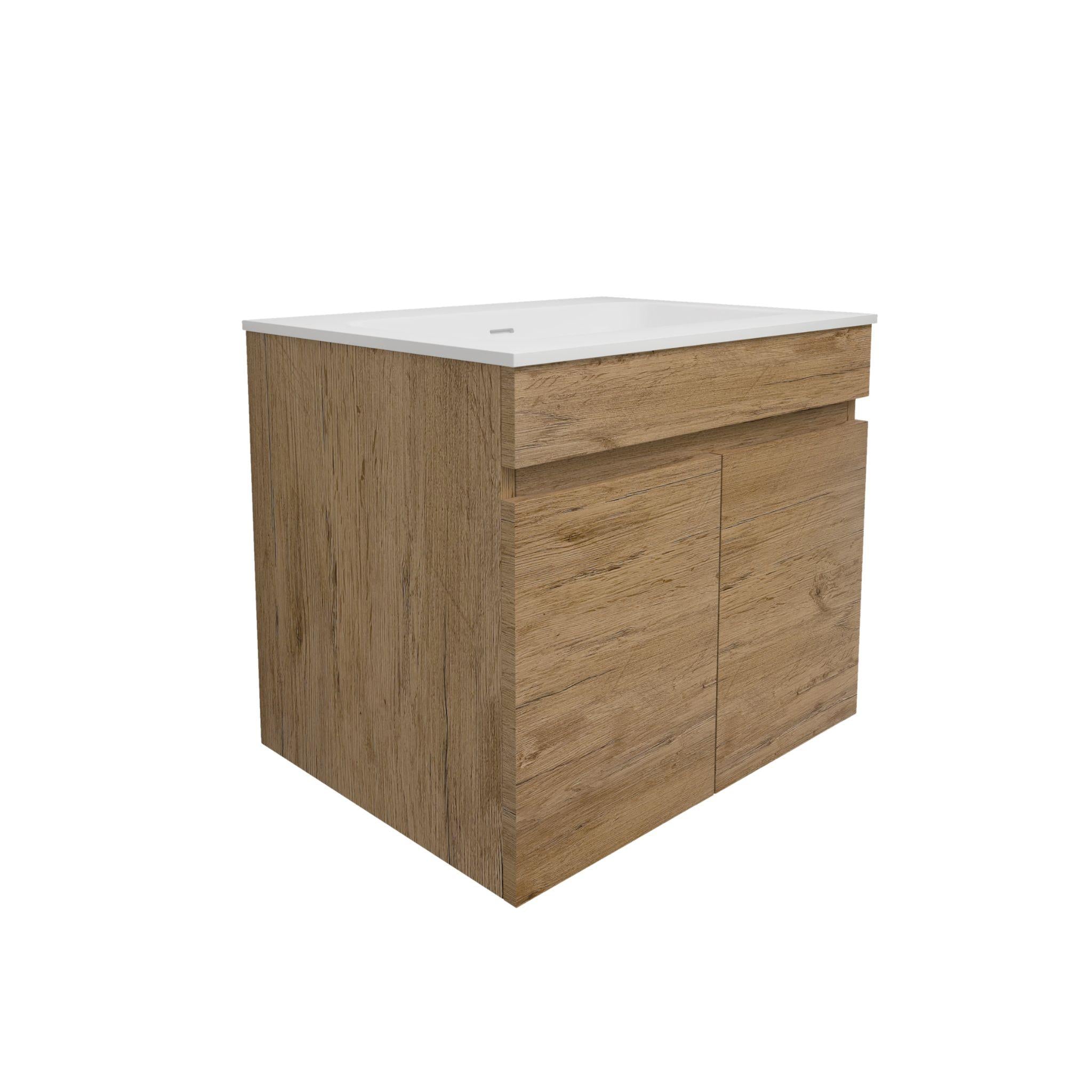 LUKKA CAMDEN MODERN PRIME OAK 600MM SINGLE BOWL WALL HUNG VANITY
