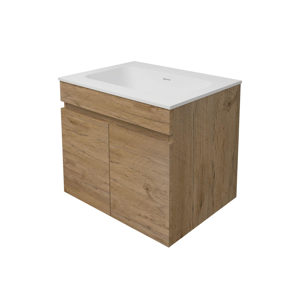 LUKKA CAMDEN MODERN PRIME OAK 600MM SINGLE BOWL WALL HUNG VANITY