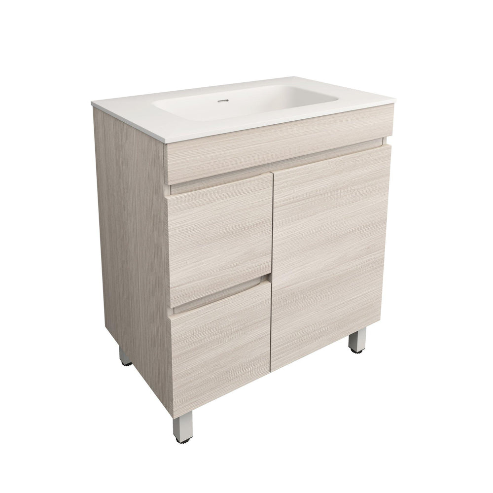 LUKKA CAMDEN MODERN COASTAL OAK 750MM SINGLE BOWL FLOOR STANDING VANITY (AVAILABLE IN LEFT AND RIGHT HAND DRAWER)
