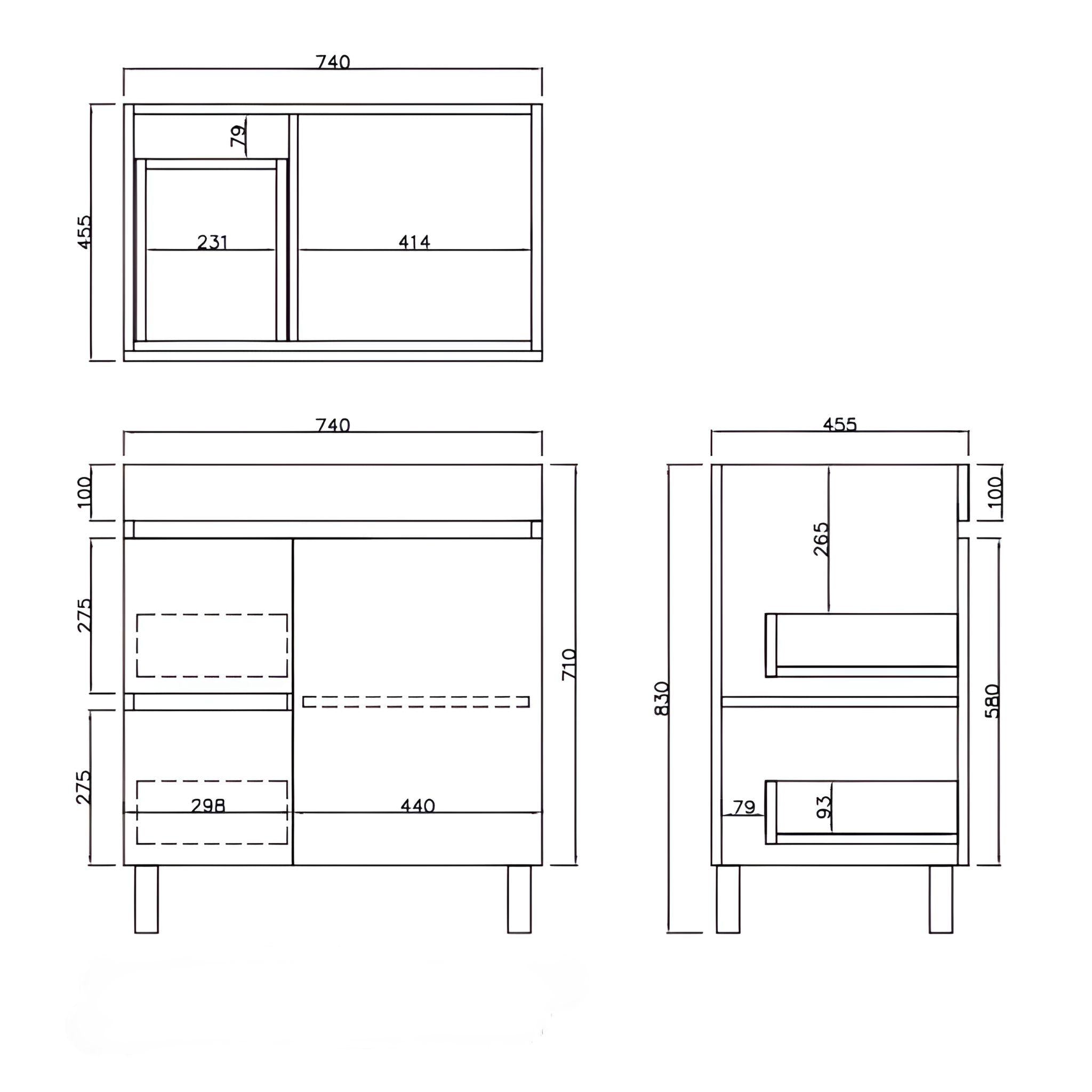 LUKKA CAMDEN MODERN COASTAL OAK 750MM SINGLE BOWL FLOOR STANDING VANITY (AVAILABLE IN LEFT AND RIGHT HAND DRAWER)