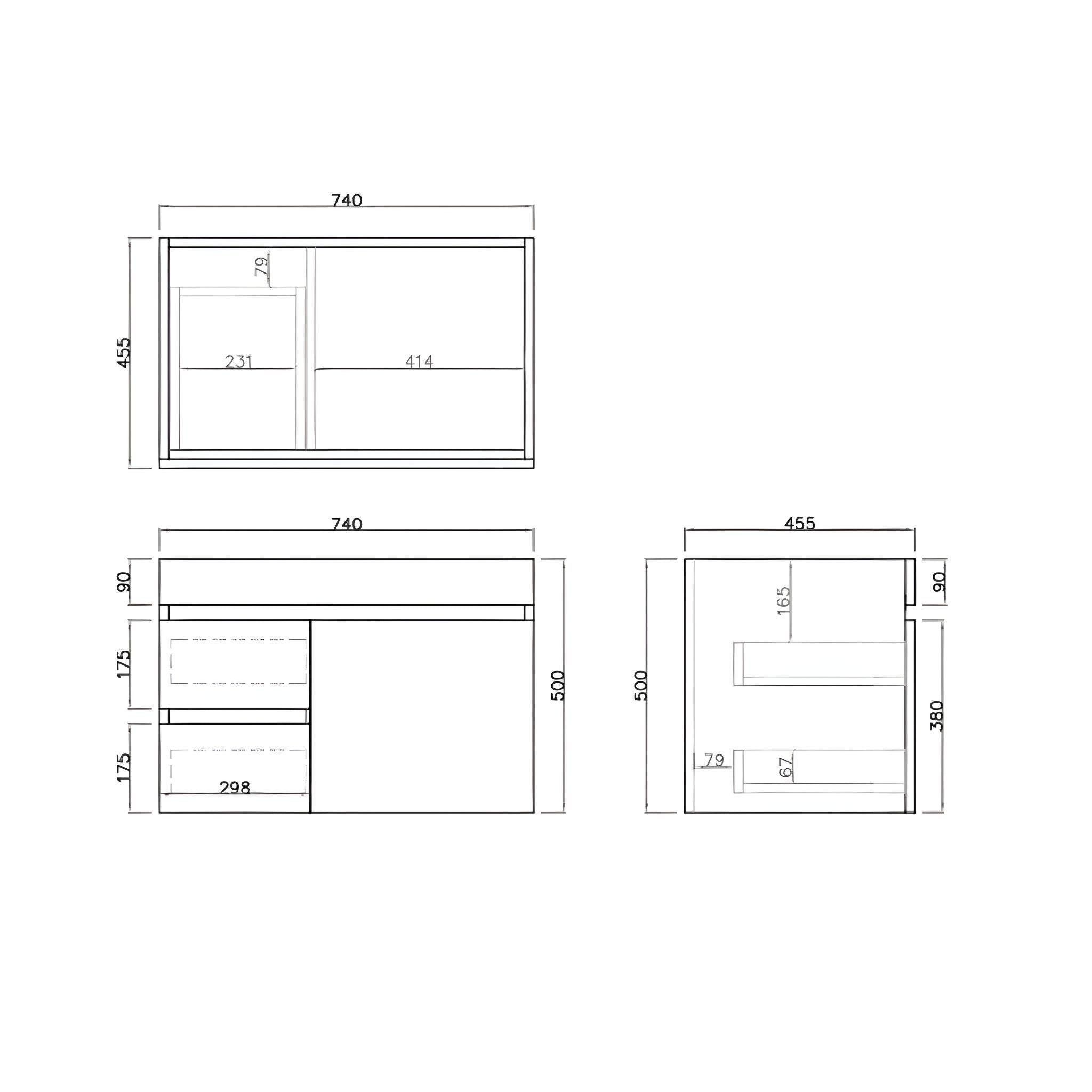 LUKKA CAMDEN MODERN COASTAL OAK 750MM SINGLE BOWL WALL HUNG VANITY (AVAILABLE IN LEFT AND RIGHT HAND DRAWER)