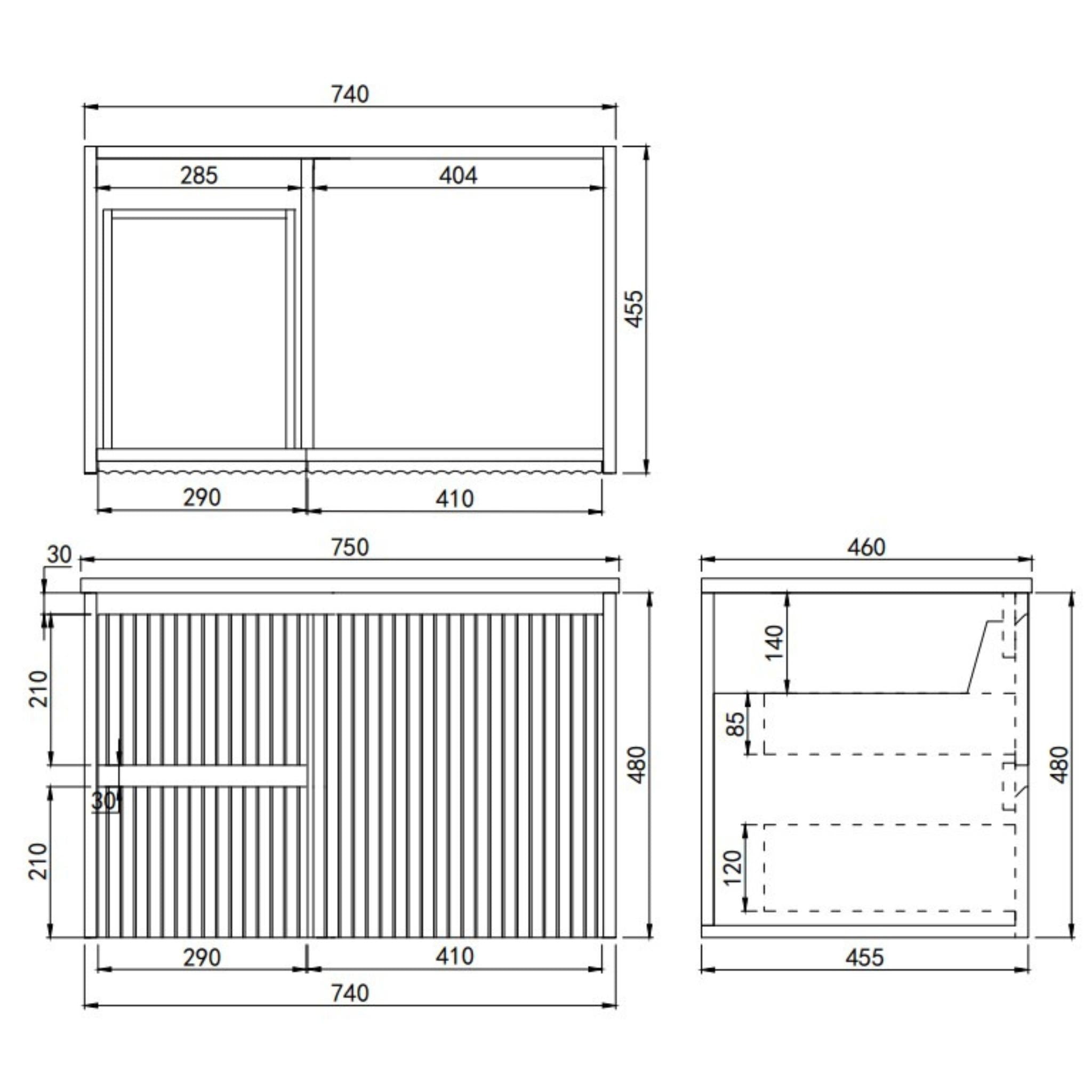 LUKKA CRETE MODERN MATTE WHITE 750MM SINGLE BOWL WALL HUNG VANITY (AVAILABLE IN LEFT AND RIGHT HAND DRAWER)