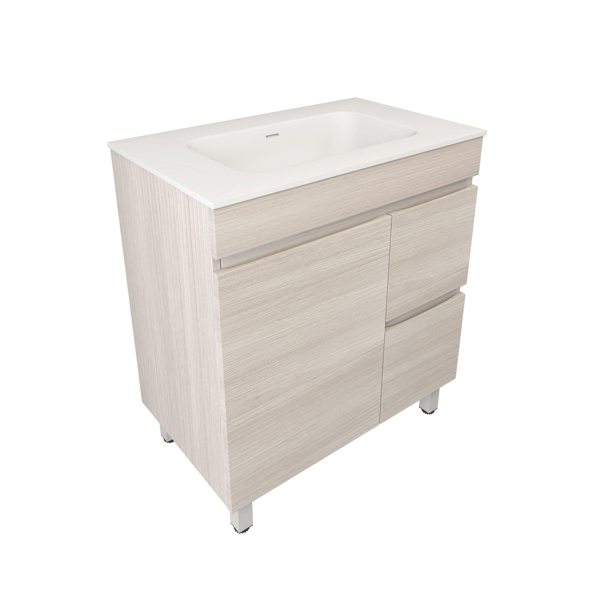 LUKKA CAMDEN MODERN COASTAL OAK 750MM SINGLE BOWL FLOOR STANDING VANITY (AVAILABLE IN LEFT AND RIGHT HAND DRAWER)