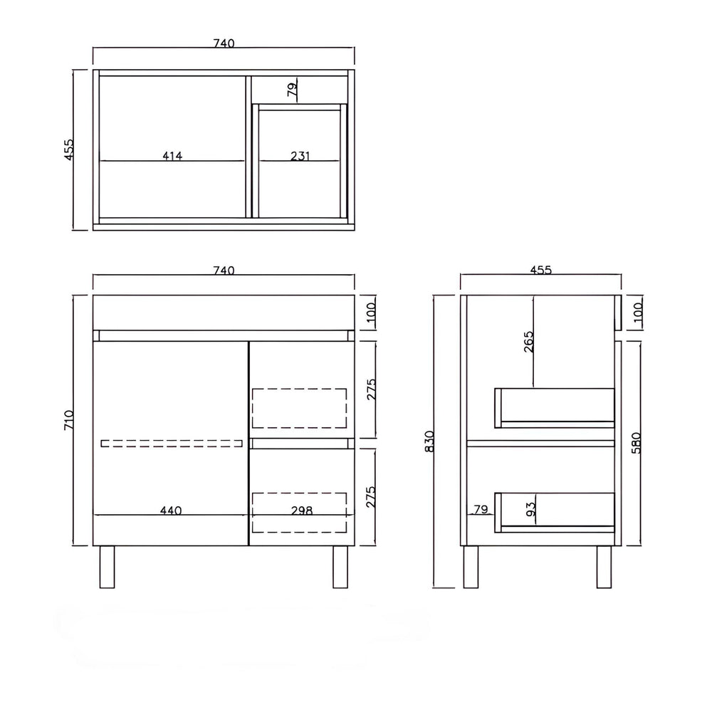 LUKKA CAMDEN MODERN COASTAL OAK 750MM SINGLE BOWL FLOOR STANDING VANITY (AVAILABLE IN LEFT AND RIGHT HAND DRAWER)