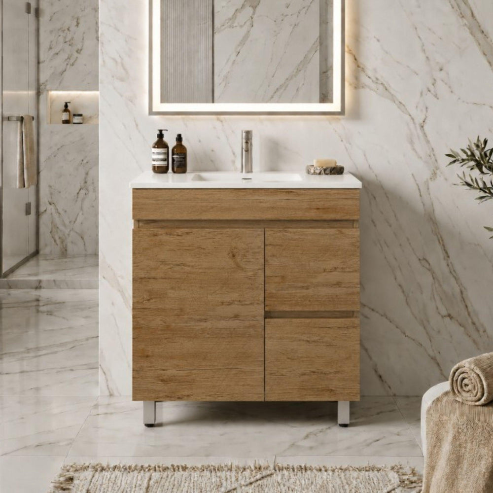 LUKKA CAMDEN MODERN PRIME OAK 750MM SINGLE BOWL FLOOR STANDING VANITY