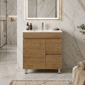 LUKKA CAMDEN MODERN PRIME OAK 750MM SINGLE BOWL FLOOR STANDING VANITY (AVAILABLE IN LEFT AND RIGHT HAND DRAWER)