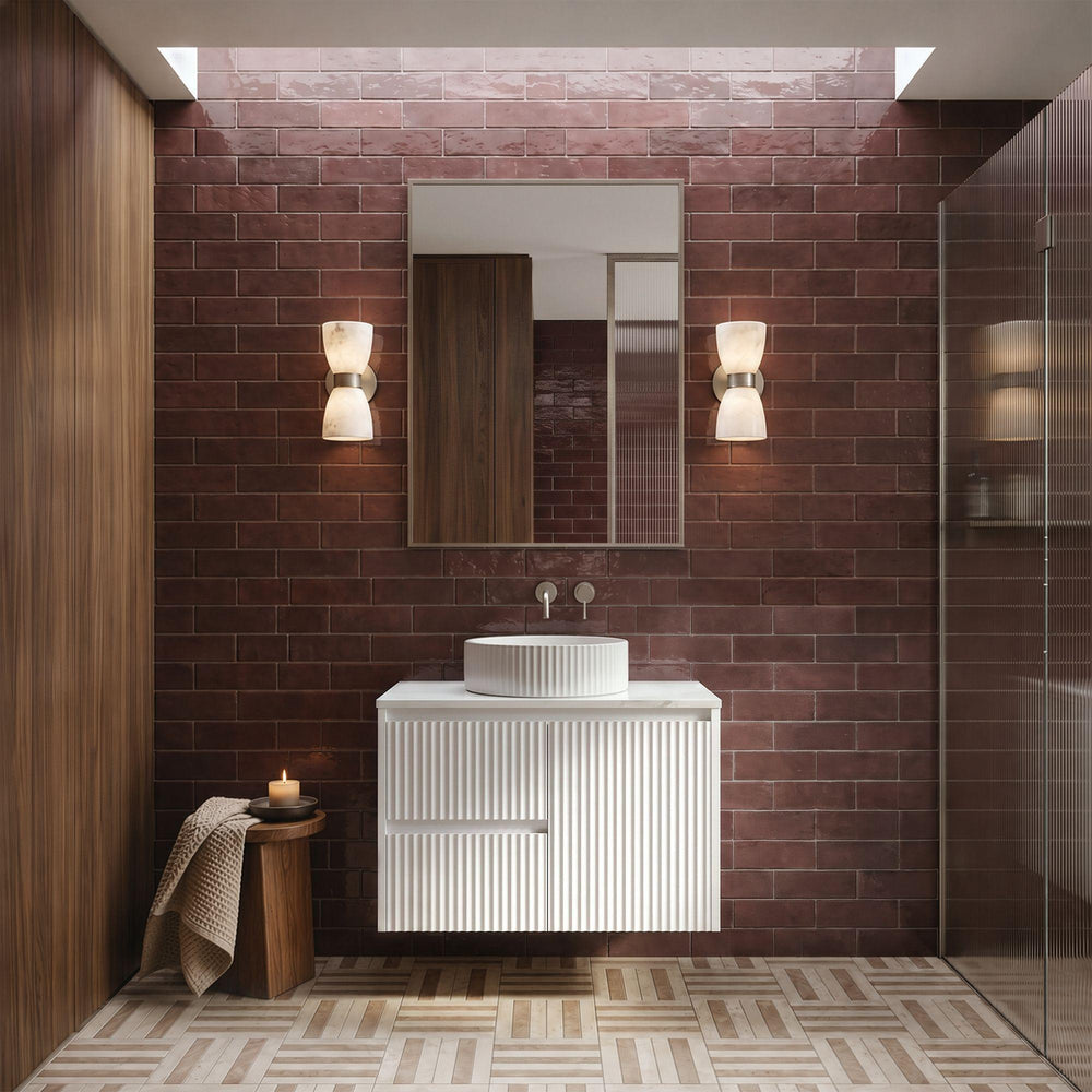 LUKKA CRETE MODERN MATTE WHITE 750MM SINGLE BOWL WALL HUNG VANITY (AVAILABLE IN LEFT AND RIGHT HAND DRAWER)