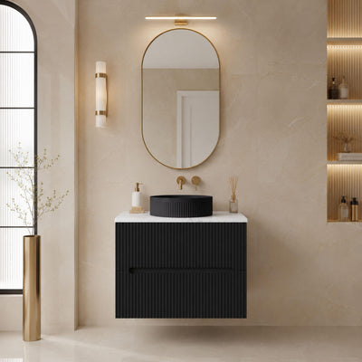 LUKKA CABARITA MODERN MATTE BLACK 750MM SINGLE BOWL WALL HUNG VANITY