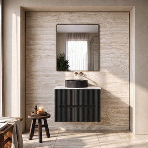 LUKKA CABARITA MODERN MATTE BLACK 750MM SINGLE BOWL WALL HUNG VANITY