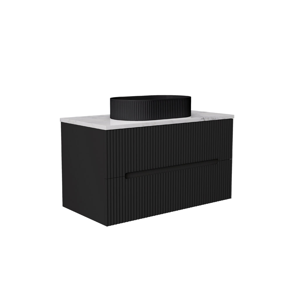 LUKKA CABARITA MODERN MATTE BLACK 900MM SINGLE BOWL WALL HUNG VANITY