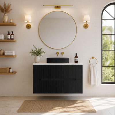LUKKA CABARITA MODERN MATTE BLACK 900MM SINGLE BOWL WALL HUNG VANITY