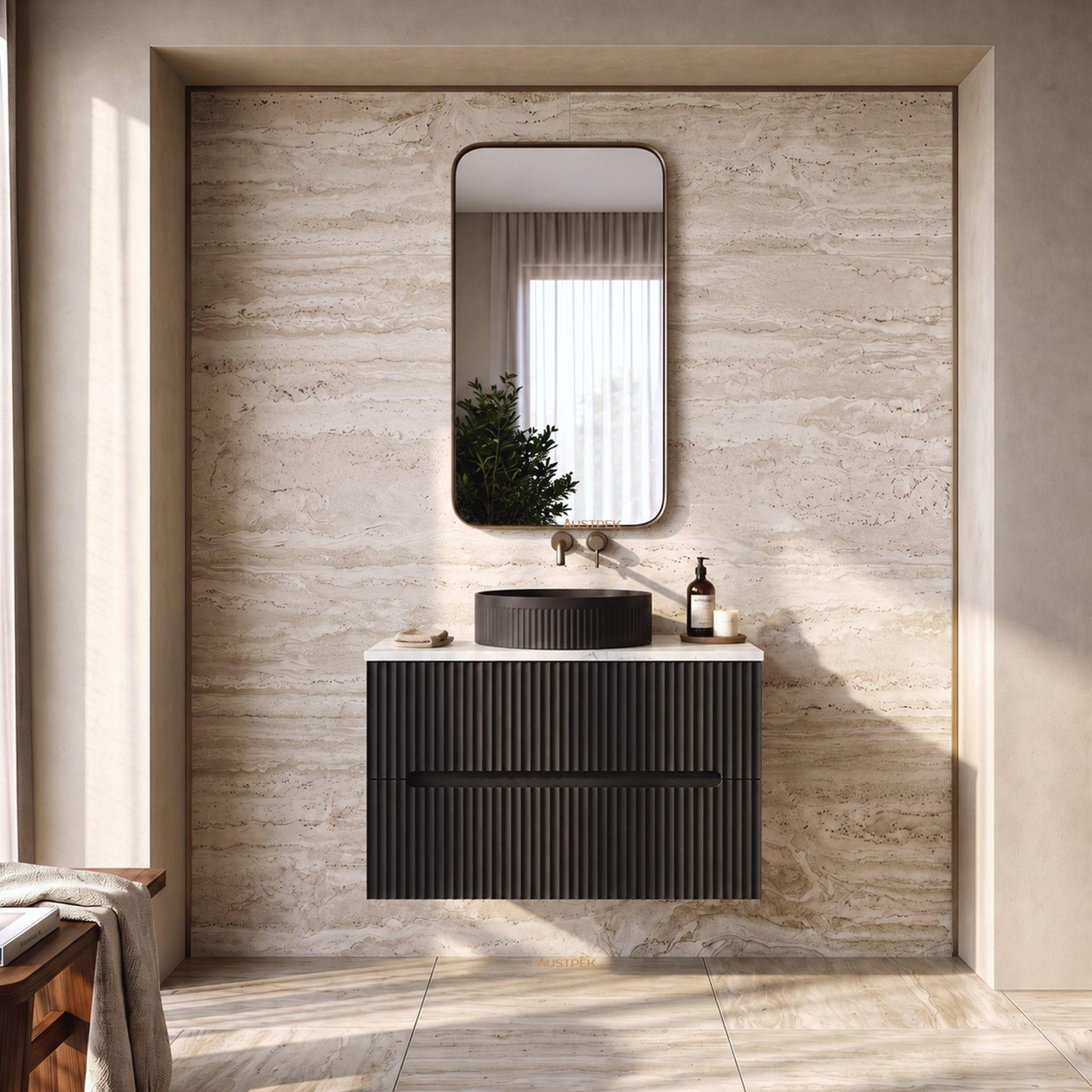 LUKKA CABARITA MODERN MATTE BLACK 900MM SINGLE BOWL WALL HUNG VANITY
