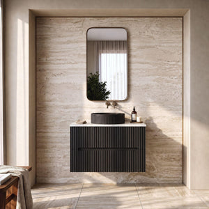 LUKKA CABARITA MODERN MATTE BLACK 900MM SINGLE BOWL WALL HUNG VANITY