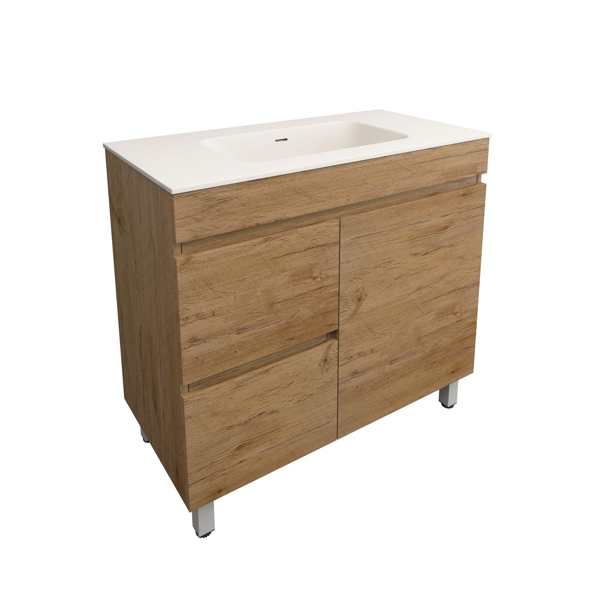 LUKKA CAMDEN MODERN PRIME OAK 900MM SINGLE BOWL FLOOR STANDING VANITY
