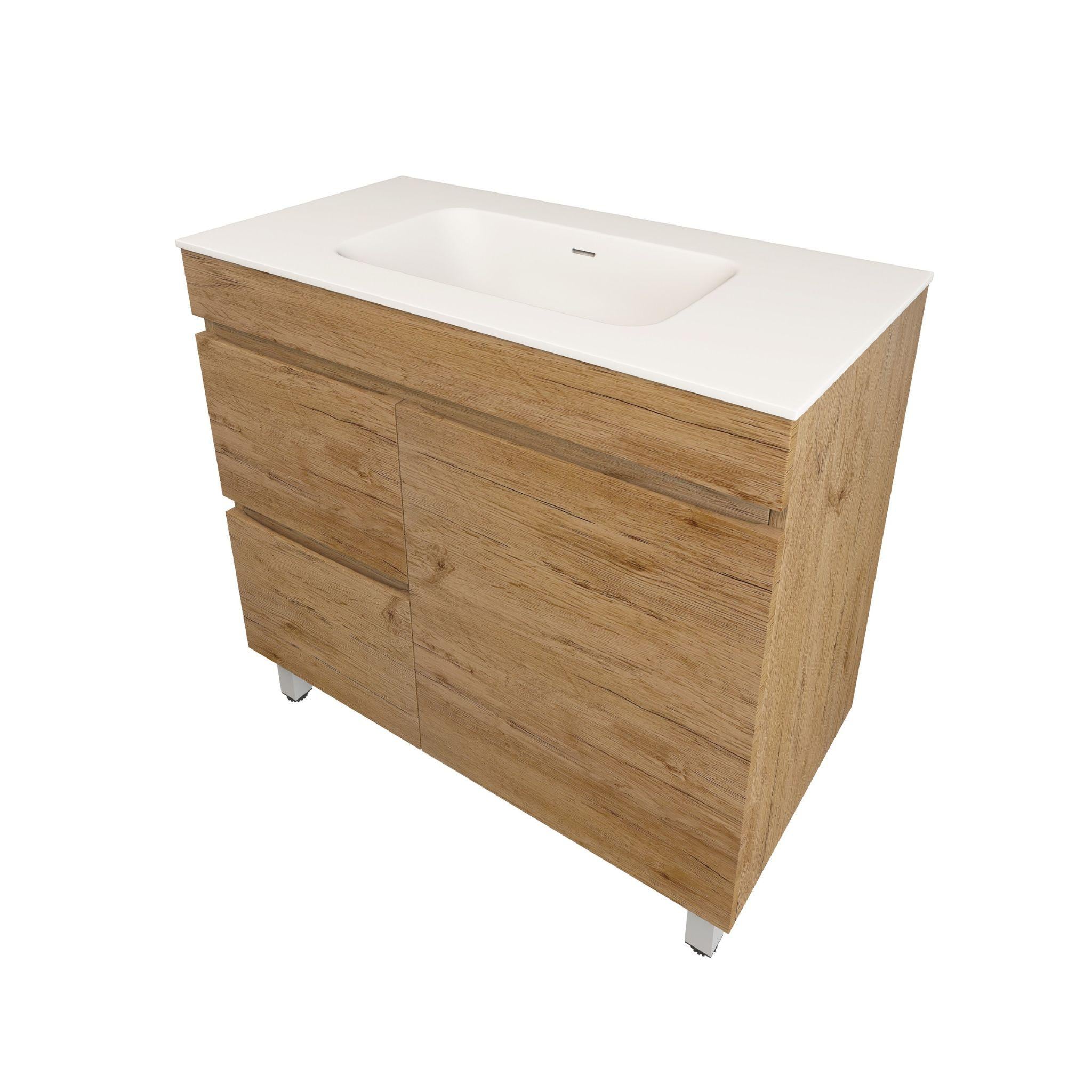 LUKKA CAMDEN MODERN PRIME OAK 900MM SINGLE BOWL FLOOR STANDING VANITY
