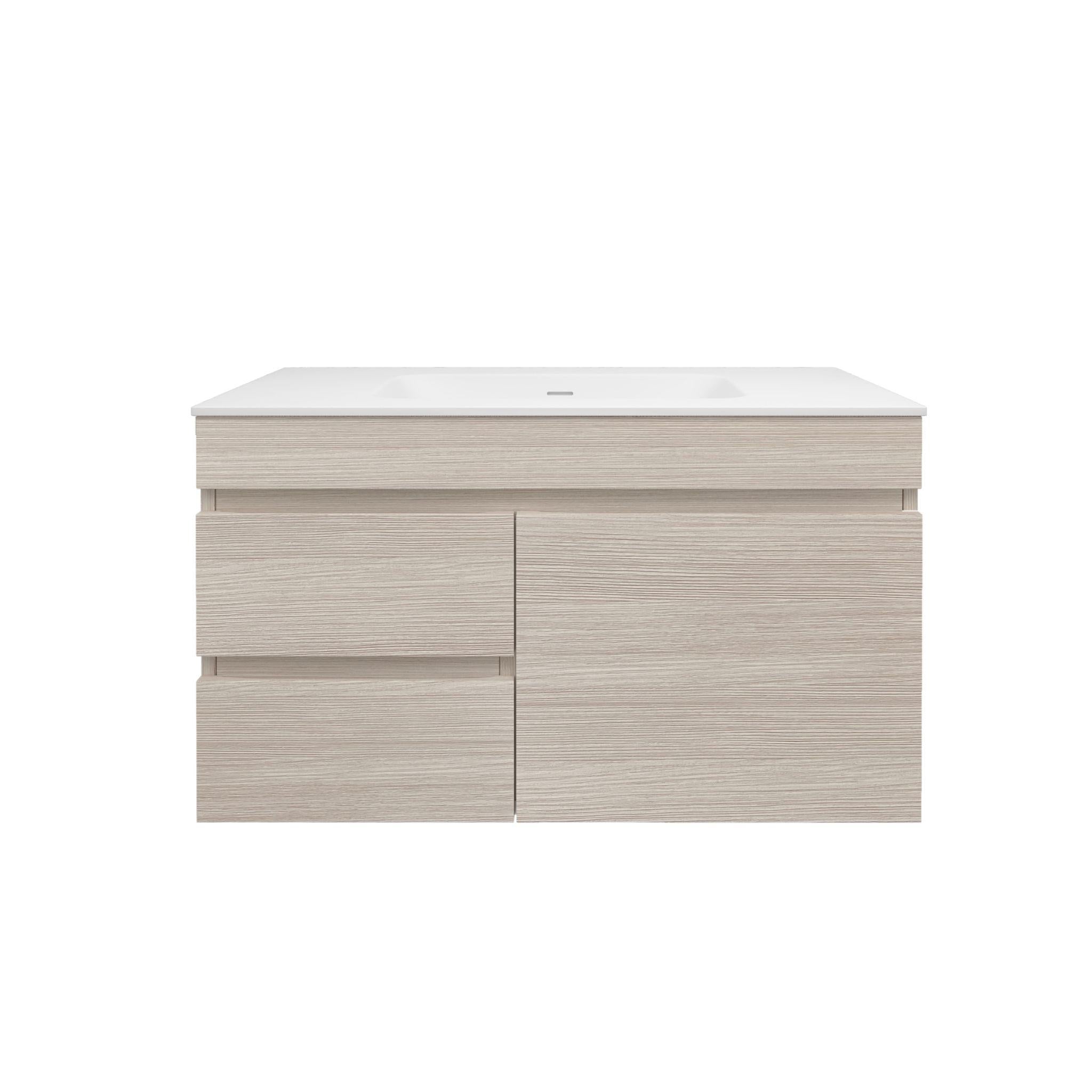 LUKKA CAMDEN MODERN COASTAL OAK 900MM SINGLE BOWL WALL HUNG VANITY