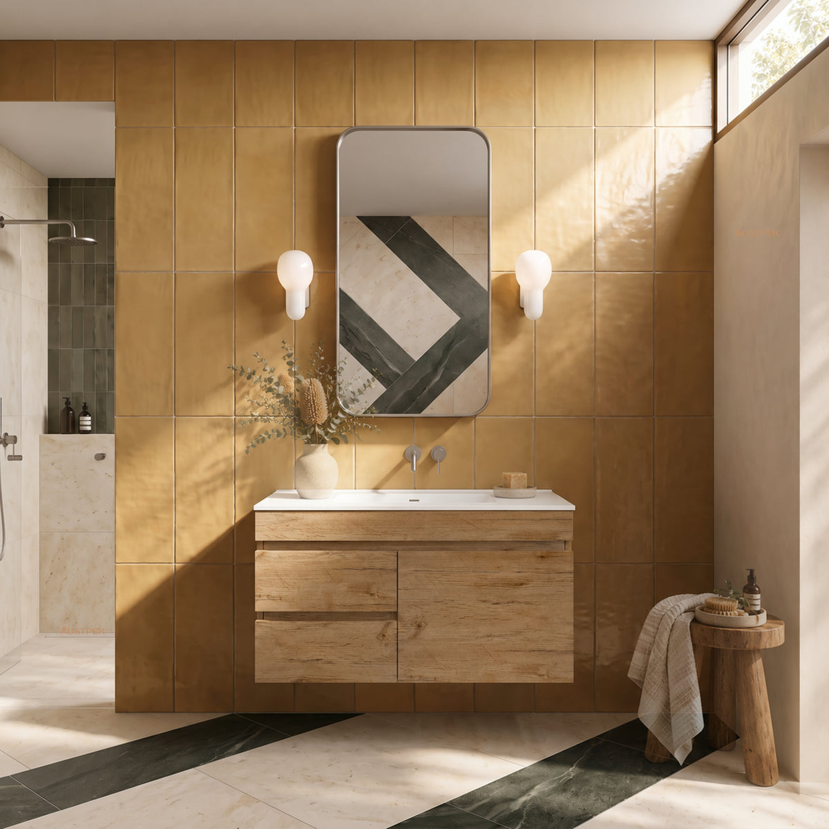 LUKKA CAMDEN MODERN PRIME OAK 900MM SINGLE BOWL WALL HUNG VANITY (AVAILABLE IN LEFT AND RIGHT HAND DRAWER)
