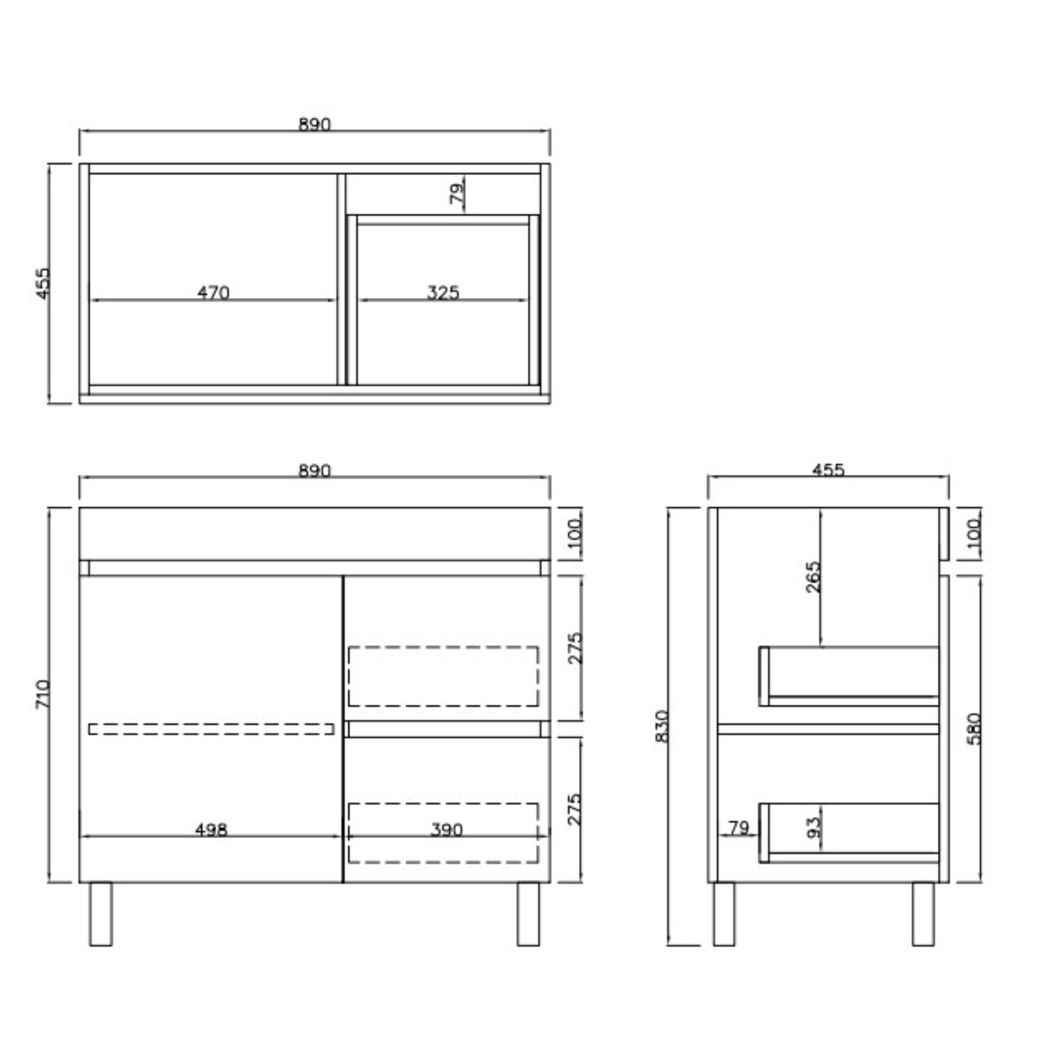 LUKKA CAMDEN MODERN PRIME OAK 900MM SINGLE BOWL FLOOR STANDING VANITY (AVAILABLE IN LEFT AND RIGHT HAND DRAWER)