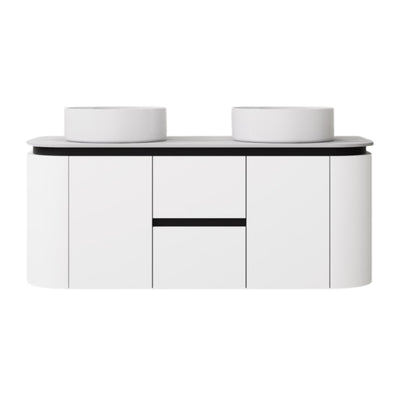 LUKKA DEVITO WHITE 1200MM CURVE DOUBLE BOWL WALL HUNG VANITY