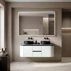 LUKKA DEVITO WHITE 1200MM CURVE DOUBLE BOWL WALL HUNG VANITY