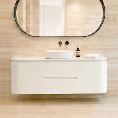 LUKKA DEVITO MATTE WHITE 1200MM CURVE SINGLE BOWL WALL HUNG VANITY