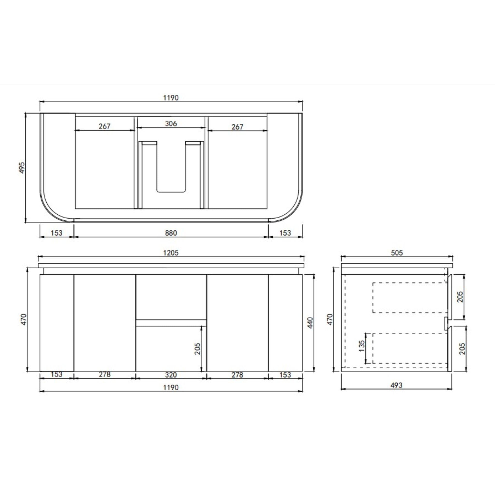LUKKA DEVITO MATTE WHITE 1200MM CURVE DOUBLE BOWL WALL HUNG VANITY