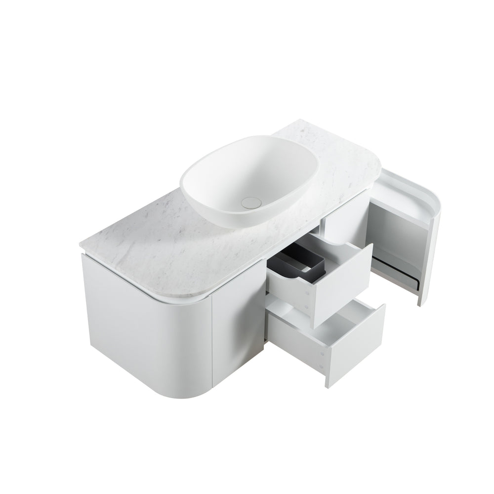 LUKKA DEVITO MATTE WHITE 1200MM CURVE SINGLE BOWL WALL HUNG VANITY