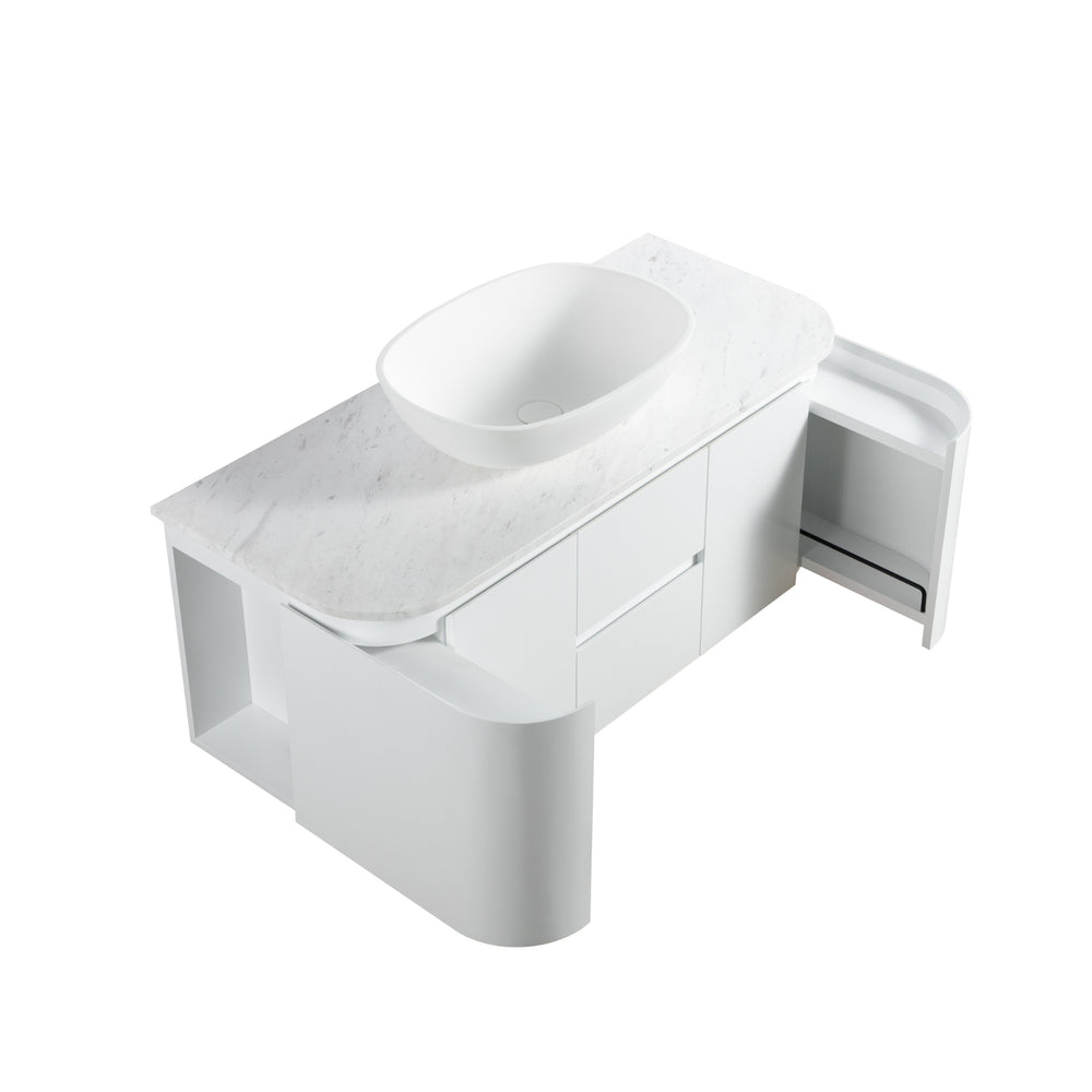 LUKKA DEVITO MATTE WHITE 1200MM CURVE SINGLE BOWL WALL HUNG VANITY