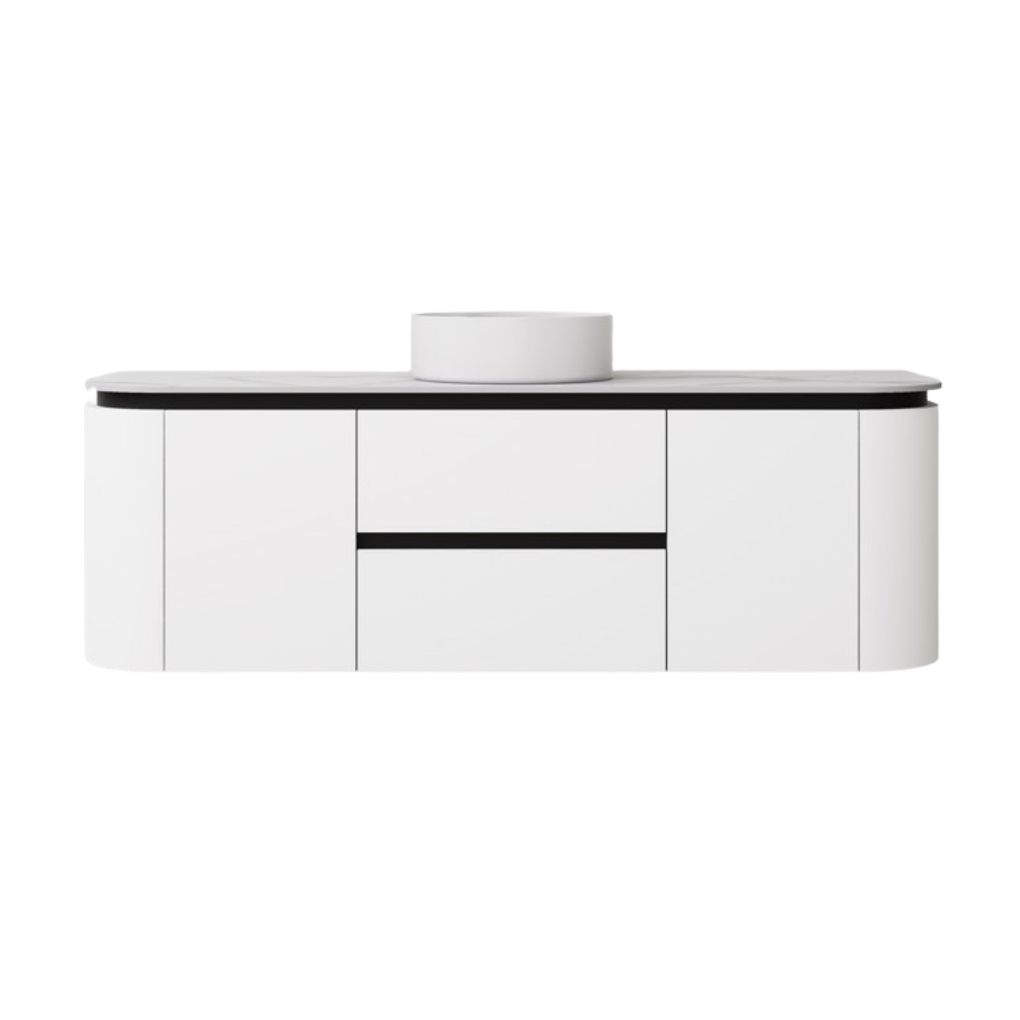 LUKKA DEVITO WHITE 1500MM CURVED SINGLE BOWL WALL HUNG VANITY
