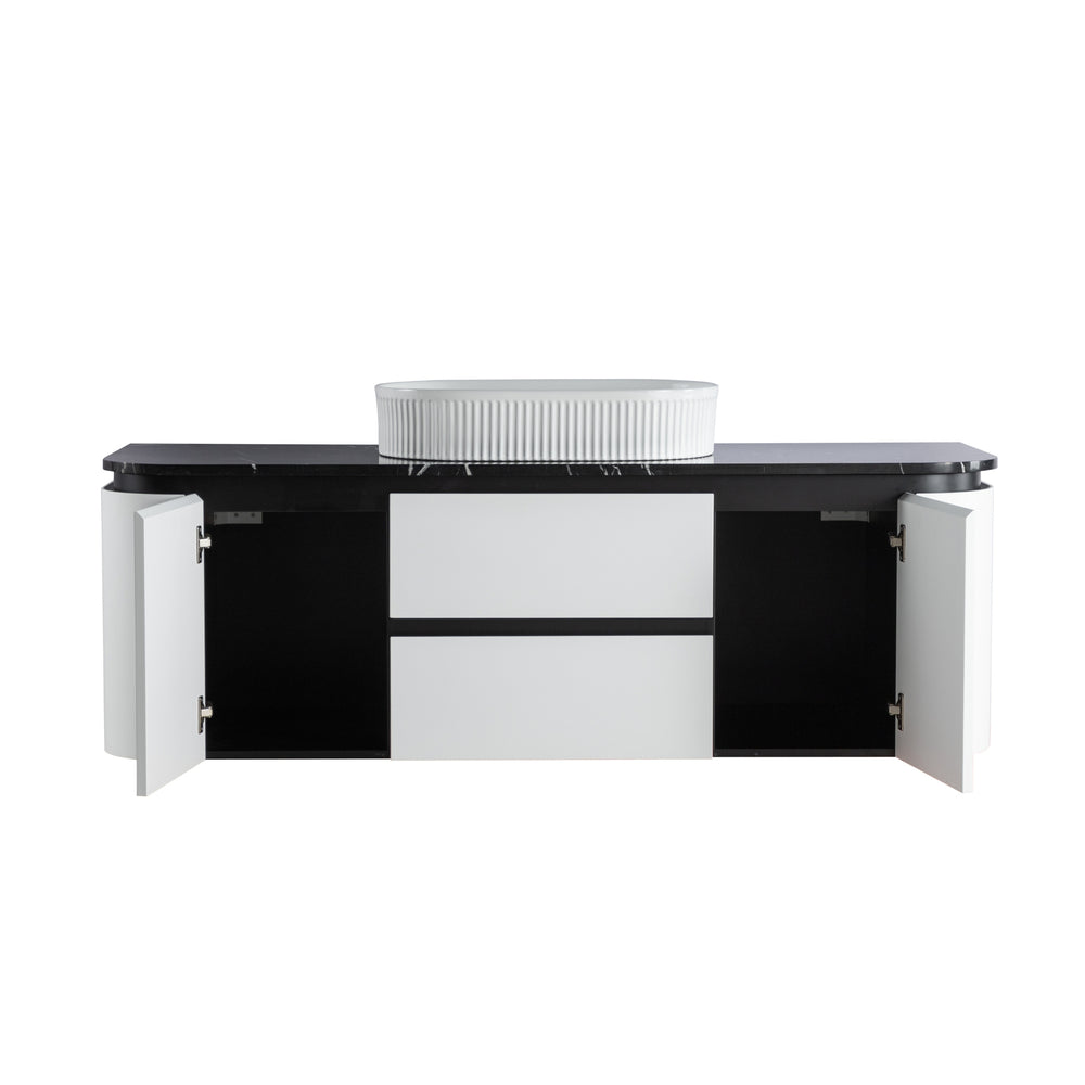 LUKKA DEVITO WHITE 1500MM CURVE SINGLE BOWL WALL HUNG VANITY