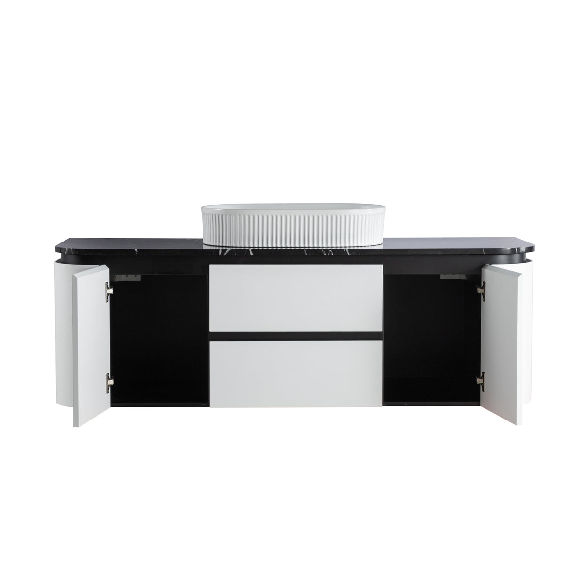 LUKKA DEVITO WHITE 1500MM CURVE SINGLE BOWL WALL HUNG VANITY