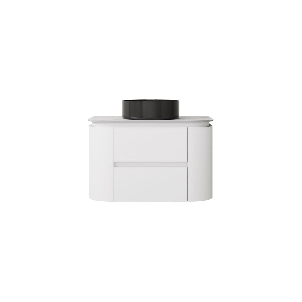 LUKKA DEVITO MATTE WHITE 750MM CURVE SINGLE BOWL WALL HUNG VANITY