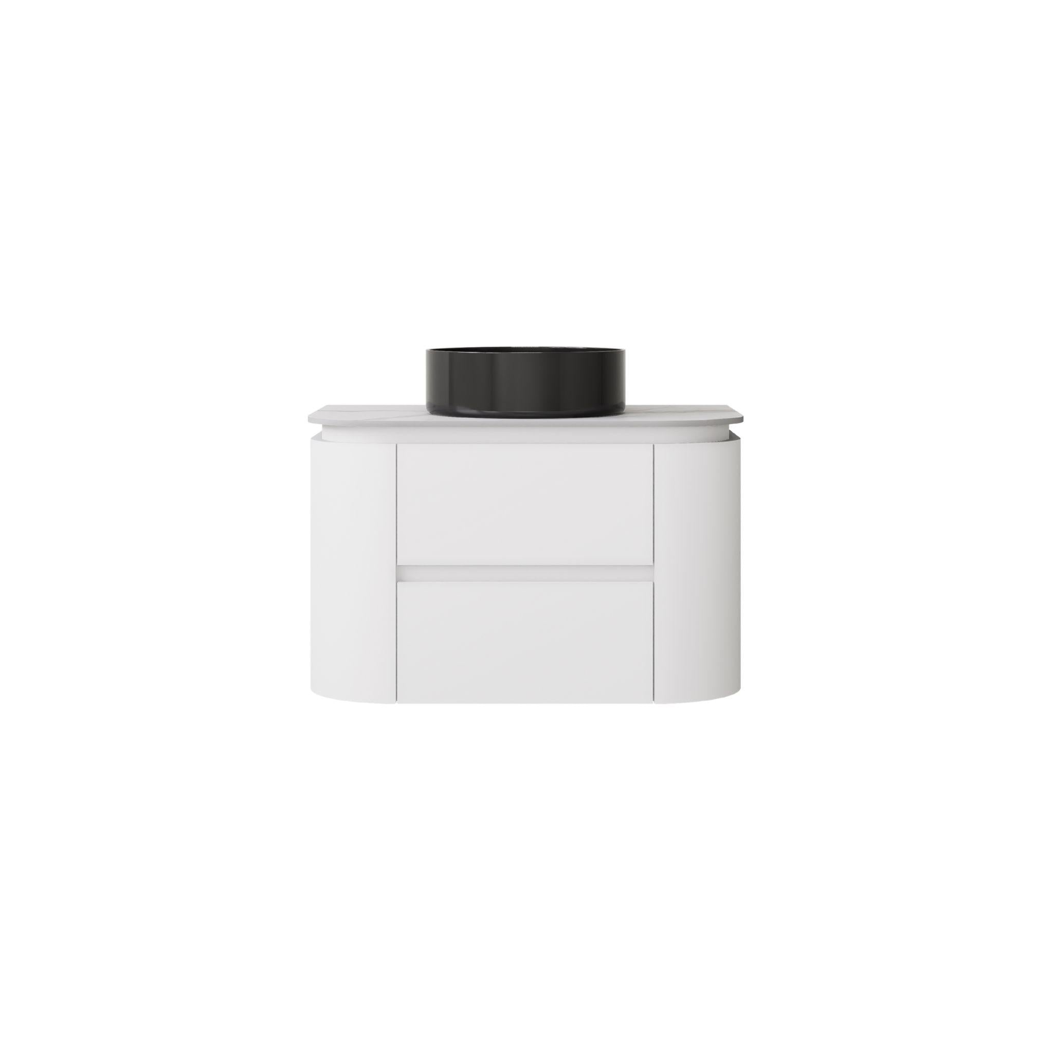 LUKKA DEVITO MATTE WHITE 750MM CURVE SINGLE BOWL WALL HUNG VANITY