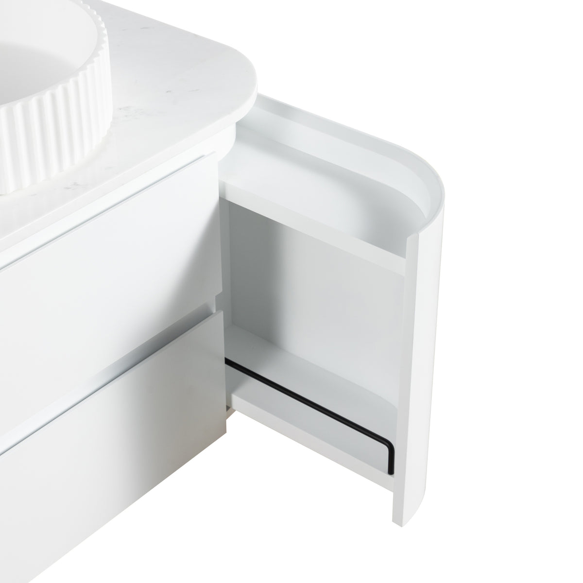 LUKKA DEVITO MATTE WHITE 750MM CURVE SINGLE BOWL WALL HUNG VANITY