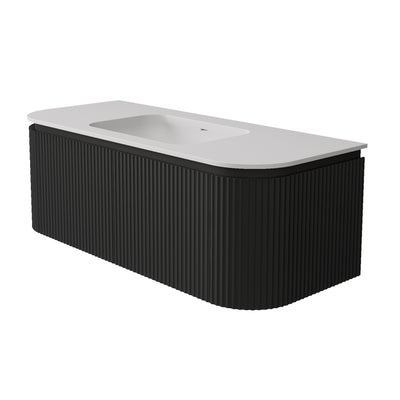 LUKKA ESTELLA MATTE BLACK 1200MM CURVE SINGLE BOWL WALL HUNG VANITY